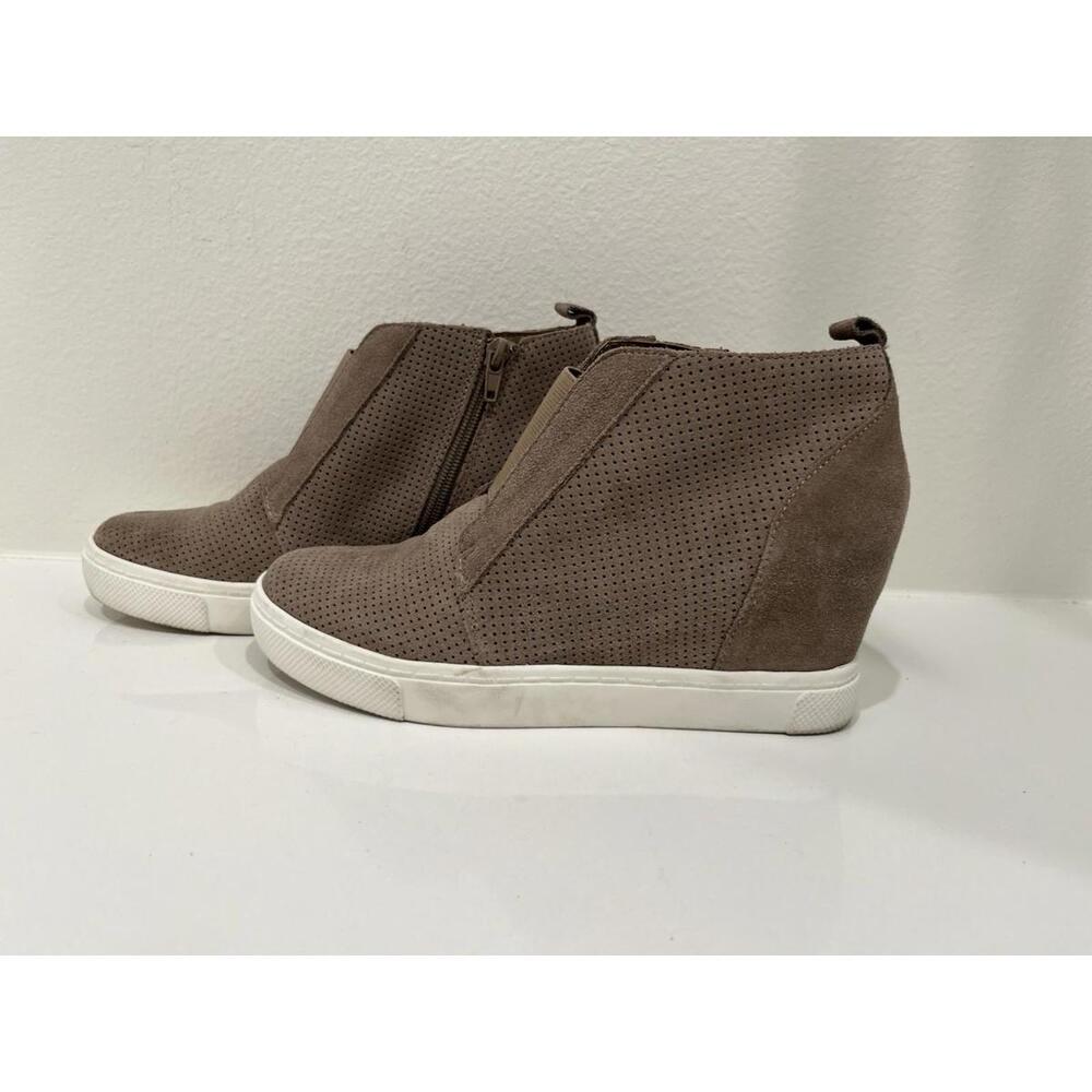 Steve Madden Waverly Taupe Suede Leather Platform Sneaker Wedge Ankle Booties 7